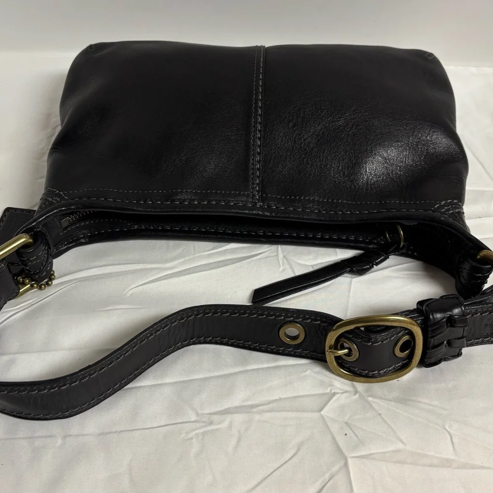 Vintage Coach black leather Bleeker style shoulder bag - Picture 6 of 10